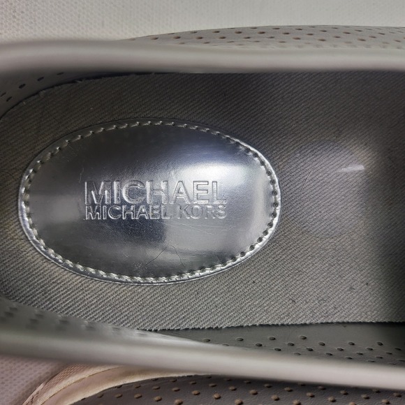 Michael Kors Shoes Women's Size 8.5M Gray Leather Slip On Keaton Sneakers Flats - Picture 7 of 10